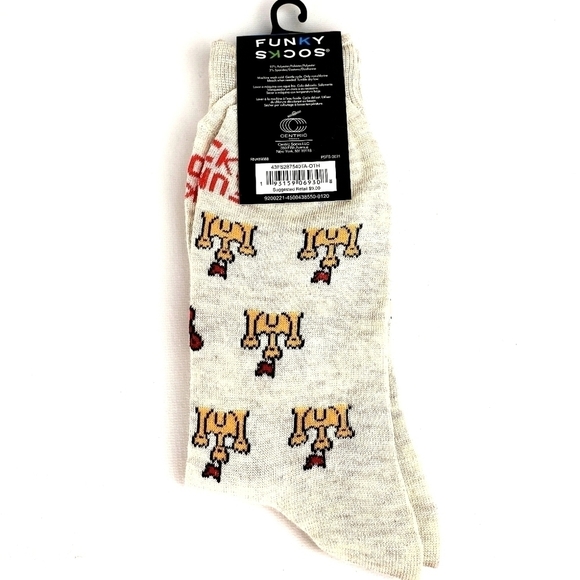 UNISEX Funky Socks Fashion Crew Socks size 6-12 beige Sandbox Sandcastle Design - Picture 2 of 2